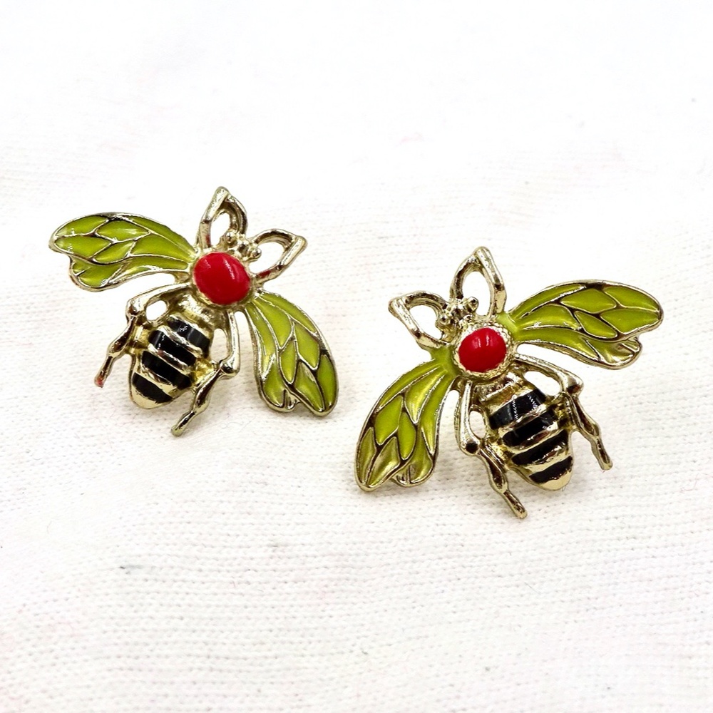 BETSEY JOHNSON EARRINGS FLY BEE BUG - Picture 2 of 7